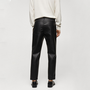 Men's PU Leather Pants Fashion Trousers <b>Slim</b> Fit Casual Bottoms Comfortable Waist Durable Material Streetwear Clothing - Product Image 2