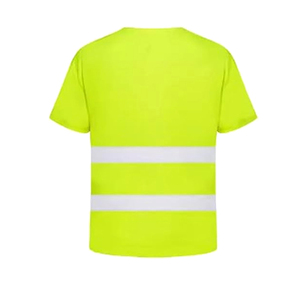 Men's <b>Neon</b> Green Reflective Work <b>T</b>-<b>Shirt</b> Custom Logo Printed Hi Visibility Short Sleeve O-Neck Polyester Fluorescent <b>Shirt</b> - Product Image 2