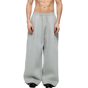 Pantalon de survêtement pour homme, coupe oversize, jambe extrêmement large, blanc cassé crème, en molleton épais, très ample, vente en gros - Product Image 5