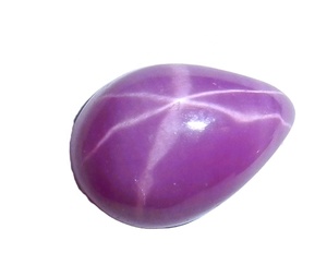 Rubis Étoilé Rose Poire 8x12 mm 5 Carats, Cabochon Poli Opacifié Créé en Laboratoire avec Effet Étoile à 6 Branches pour la Fabrication de Bijoux - Product Image 1