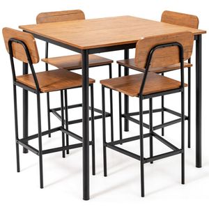 Juego de Comedor Industrial de 5 Piezas con Mesa Alta y 4 Taburetes de Bar - Product Image 6