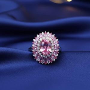 Pink Sapphire Engagement <b>Ring</b> 925 Sterling Silver 14K White Gold Plated Handmade Luxury Bridal Jewelry Gift - Product Image 1