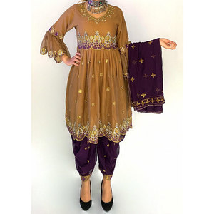 Robe afghane pour femmes, tenue musulmane traditionnelle élégante, vêtements ethniques brodés à manches longues, coupe ample, tenue modeste et confortable - Product Image 2