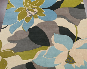 พรมลายดอกไม้สไตล์โอเรียนทัลร่วมสมัย ทอมือจากขนสัตว์ สำหรับห้องนั่งเล่น ห้องเด็ก โรงแรม สำนักงาน และพื้นที่เชิงพาณิชย์ - Product Image 3