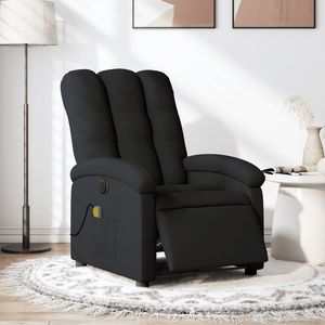 Fauteuil inclinable électrique noir avec fonction massage, construction robuste en polyester, métal et contreplaqué - Product Image 1