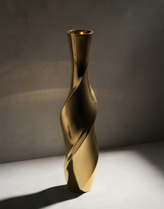 Vase à fleurs moderne en métal doré, centre de table de luxe en spirale torsadée, récipient décoratif pour la décoration de la maison et des hôtels, vente en gros - Product Image 3