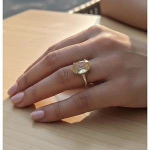 Handcrafted Diamond Cut <b>Citrine</b> <b>Ring</b> Natural Crystal Gemstone Adjustable Band Jaipur India Wholesale - Product Image 3