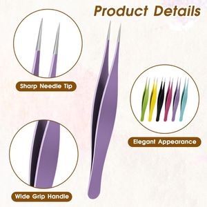 Pinzas de precisión de acero inoxidable con punta inclinada para dar forma a las cejas, depilación facial, herramienta de belleza y cuidado personal - Product Image 6
