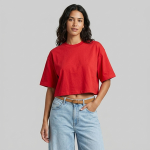 T-shirts amples pour femmes 100% Coton, col rond, respirants, pour l'été, style décontracté et coupe courte - Product Image 1