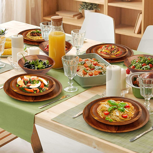 Assiette de service ronde en bois, plat minimaliste, durable, en bois massif, pour le petit-déjeuner, les apéritifs, les desserts, la présentation - Product Image 5