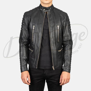 Chaqueta de Motociclista de Cuero Genuino Negro para Hombre, Premium, con Múltiples Cierres, Corte Ajustado, Chaqueta de Motociclista con Hombros Acolchados, Ropa Exterior Informal - Product Image 6