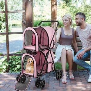 Passeggino Doppio 4-in-1 per Animali Domestici con Trasportino Rimovibile e Carrozzina da Viaggio - Product Image 3