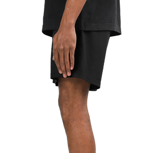 Men's Black Quick Dry Bermuda Shorts Elastic Waist Casual Solid Color Polyester Sports Shorts - Product Image 1