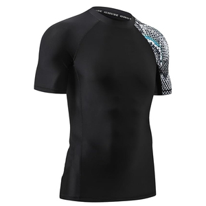 Men Rash Guard <b>Compression</b> T <b>Shirt</b> Short Sleeve Swim <b>Shirt</b> UV Protection Quick Dry OEM Manufacturer Bulk - Product Image 5