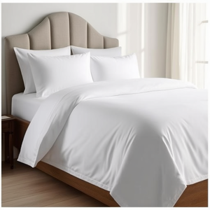 Juego de Sábanas Blancas de 300 Hilos, Tamaño Individual, con Diseño Liso para Hogar u Hotel, Incluye Funda de Almohada y Funda Nórdica - Product Image 3