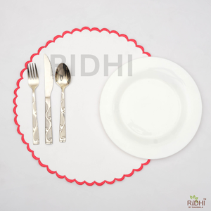 Mantel Individual de Algodón Blanco Puro Hecho a Mano por Ridhi con Bordado Rojo, Estampado Indio, 100% Algodón, Decoración de Mesa, Mantel Individual Reutilizable - Product Image 4