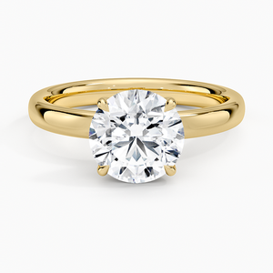 Elodie 2.5mm <b>Solitaire</b> Engagement <b>Ring</b> with 14K Gold Plated 925 <b>Silver</b> Moissanite Round Brilliant Cut - Product Image 1