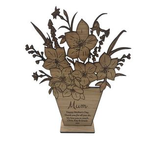 Bouquet de fleurs de table à cadre en bois rustique fait à la main cadeau d'anniversaire et de fête des mères personnalisé pour la fête des femmes - Product Image 2