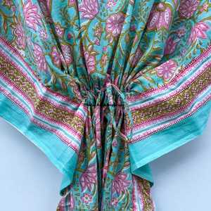 Kaftan en coton imprimé à la main en gros, robe de soirée pour femme, robe longue de plage en coton imprimé, tenue de soirée - Product Image 6