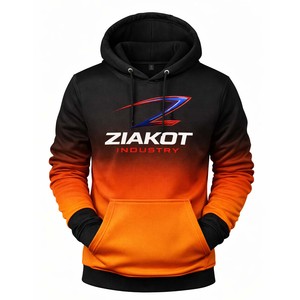 Sweat-shirt à capuche sportif tendance noir et orange dégradé, impression personnalisée, fabricant fournisseur, nouveauté - Product Image 1