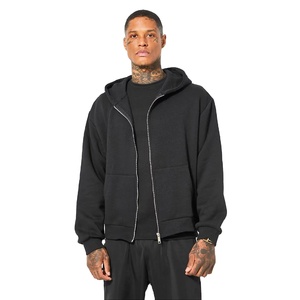 Nouveau Design respirant poche avant tenue décontracté blanc uni 100% coton à manches longues hommes surdimensionné personnalisation fermeture éclair sweats à capuche - Product Image 3