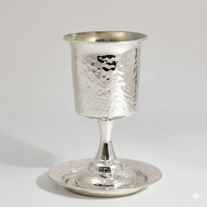 Copa Kiddush de Latón de Alta Calidad, Plateada, Estilo Moderno, Diseño Único Americano, Copa de Vino Ecológica y Sostenible - Product Image 6