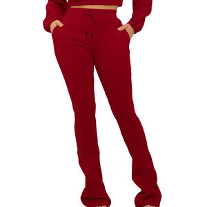 Pantalones Acampanados de Mujer, Cintura Media, Ajustados, con Encaje, de Invierno, a la Moda, Casuales - Product Image 3