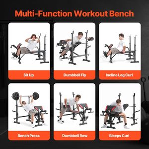 Panca Piana Multifunzione Regolabile da 300 kg per Allenamento Completo del Corpo, Ideale per Palestra Domestica, Esercizi di Pressione e Sit-up - Product Image 6