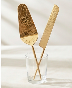 Ensemble de service à gâteau en or de qualité supérieure avec couteau à beurre assorti, parfait pour les événements, les fêtes et une utilisation élégante lors des repas et de la décoration. - Product Image 2