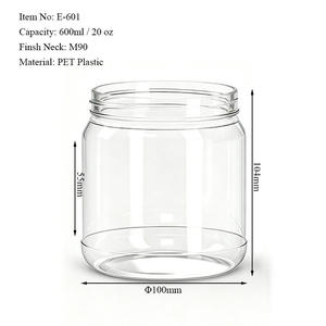 Empty Clear 600ml PET Round <b>Jar</b> - 20oz Food Grade <b>Plastic</b> Container for Candy Nuts Cookies Storage Packaging Wholesale - Product Image 6