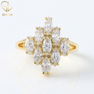 Marquise Cut Moissanite Diamond Cluster <b>Ring</b>, <b>Split</b> Shank <b>Ring</b>, Moissanite Diamond Engagement <b>Ring</b> For Women, 14K Gold - Product Image 1