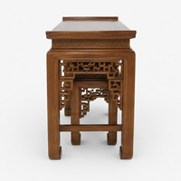 Tam Viet A08 Table d'altare rectangulaire en bois de Sindora massif, à un niveau, avec motif de lotus gravé, réutilisable, pour culte familial ancestral
