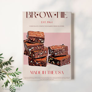 Art mural sur toile pour cuisine, affiche illustrant un dessert brownie au chocolat, décoration murale moderne pour café - Product Image 1