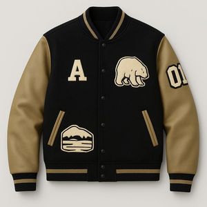 Blouson universitaire personnalisé pour homme, style streetwear hiver, broderie premium, OEM/ODM, 100% laine peignée, logo frontal - Product Image 4