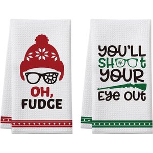 Set di 2 Divertenti Asciugamani da Cucina con Storie Natalizie, Collezione Festiva con Decorazioni Originali, Regali per la Cucina - Product Image 1