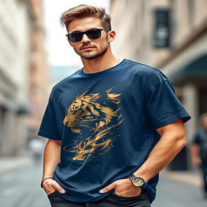 เสื้อยืดผู้ชายแนวสตรีทฮิปฮอปพิมพ์ลายพัฟเสื้อแขนสั้นผ้าคอตตอนสำหรับ100% - Product Image 5