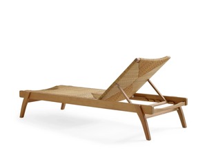 Tumbona Moderna de Madera de Teca con Respaldo Sólido y Patas Cónicas, Muebles de Exterior de Diseño Escandinavo, Reclinable Manual, Ecológica, para Villa - Product Image 3