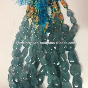 8mm 10mm 12mm naturel bleu laiteux aigue-marine lisse pépites de pierres précieuses perles brin chaîne en vrac fournisseur dernière conception pierre - Product Image 3