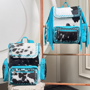 2025 personnalisé cheveux-sur cuir de vachette véritable couche-culotte sac à dos en gros en cuir véritable multi-fonctionnel voyage sac à dos sac - Product Image 4