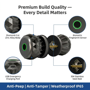 Kenop Pintu Pintar Bulat DIY yang Dapat Diganti, dengan Sidik Jari, Kunci Bola Elektronik Tanpa Kunci untuk Kamar Tidur Hotel dengan Cadangan Tipe-C - Product Image 4