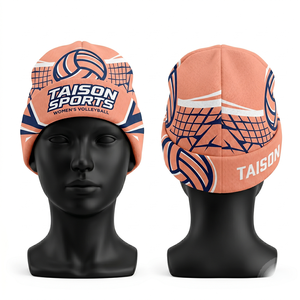Premium 280 GSM Polyester Spandex Volleyball Beanie Peach <b>Navy</b> White Multi Panel Sublimation Print Custom Logo - Product Image 1