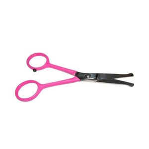 กรรไกรตัดขนจมูกด้ามพลาสติกสีชมพู ปลายโค้งมน ปลอดภัย ทำจากสแตนเลส เครื่องตัดขนบนใบหน้า อุปกรณ์ดูแลส่วนบุคคลสำหรับผู้หญิง - Product Image 2