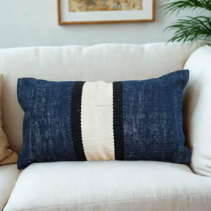 Funda de Cojín de Algodón Premium Tejida a Mano, Funda de Almohada Texturizada para Sofá, Área de Descanso, Almohada Lumbar Plegable - Product Image 1