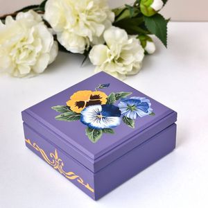 Artisan Hand Painted Wooden <b>Keepsake</b> <b>Box</b> Decorative Vintage Storage Case for Jewelry Gifts and Home Decor Customizable - Product Image 4