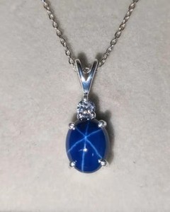 Collar de Zafiro Estrella, Colgante de Plata Hecho a Mano, Piedra de Nacimiento de Septiembre, Joyería de Piedras Preciosas Naturales, Elegante Regalo para Mujeres y Hombres - Product Image 1