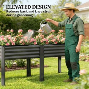 Fioriera e Vaso Rialzati Grigio Scuro per Giardino - Product Image 3