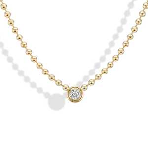 สร้อยคอจี้เพชร 1.5 กะรัต เพชรเลี้ยงในห้องปฏิบัติการ ทองคำแท้ 14K 18K ขอบทองแบบ Bezel สายโซ่ลูกปัดขนาด 3 มม. ความยาว 16 นิ้ว รับรองโดย IGI สไตล์มินิมอลสำหรับผู้หญิง - Product Image 6