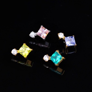 9555 dongzhiti ASTM F136 titan vuông & Vòng CZ labret Stud Bông tai tragus Stud xuyên ren và đẩy trong phong cách - Product Image 2