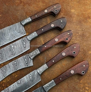 Juego de Cuchillos de Cocina Estilo Japonés de 5 Piezas, con Mango de Madera, Acero de Damasco, Cuchillos Profesionales para Frutas, Gran Venta - Product Image 2
