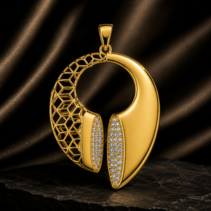 Geometric Circle Pendant <b>Necklace</b> 925 Sterling Silver Gold Plated CZ Pendant for Women - Modern <b>Statement</b> Jewelry Gift - Product Image 6